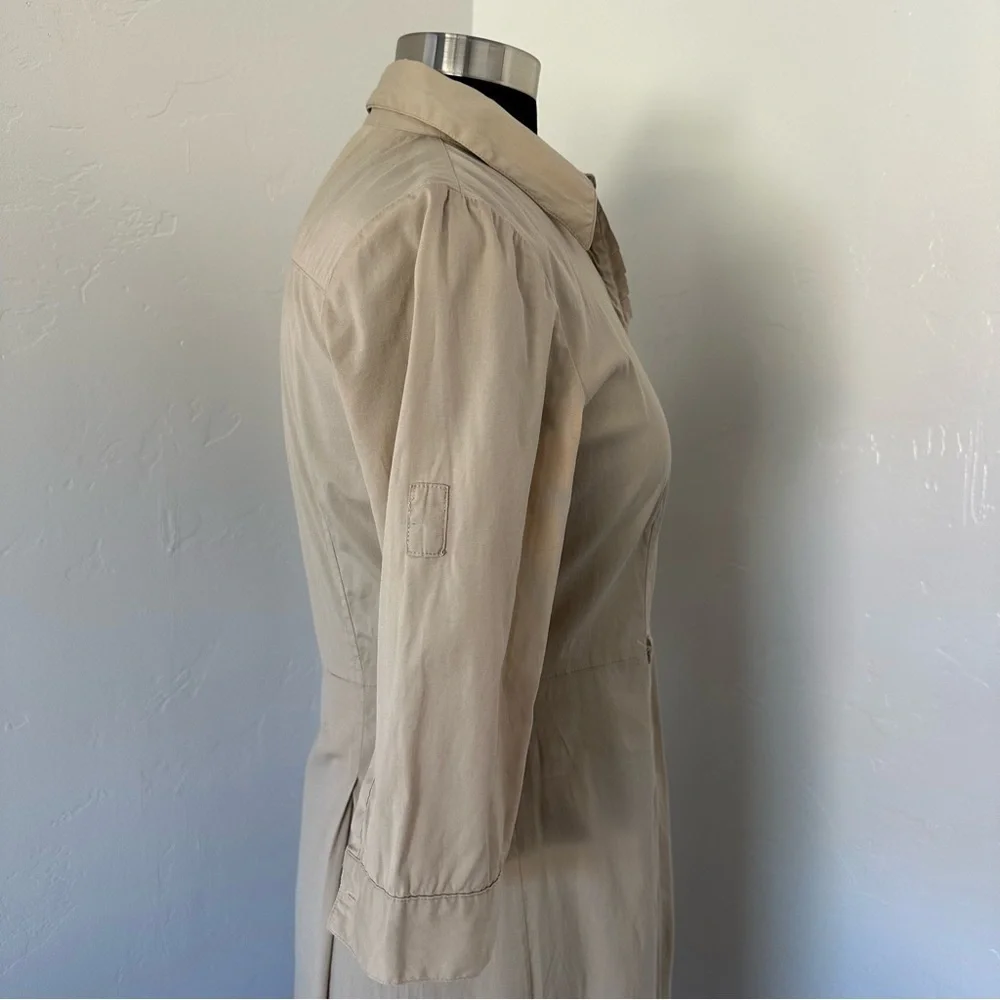 Tory Burch Tan 3/4 Sleeve Button Down Shirt Dress Size 2